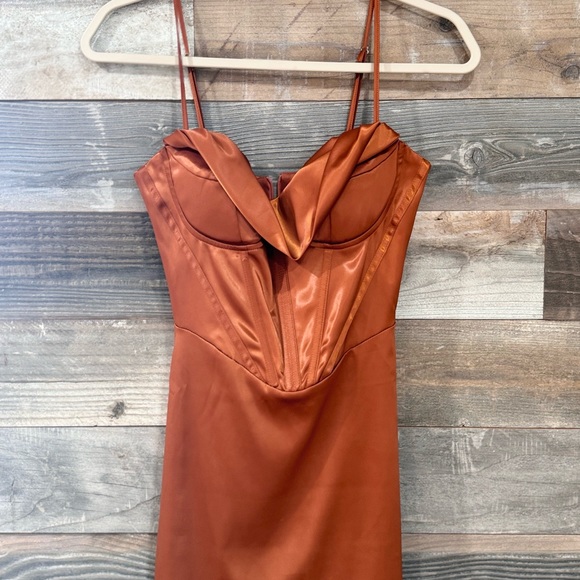 Sexy Corset Midi Dress in Rust - Picture 2 of 3